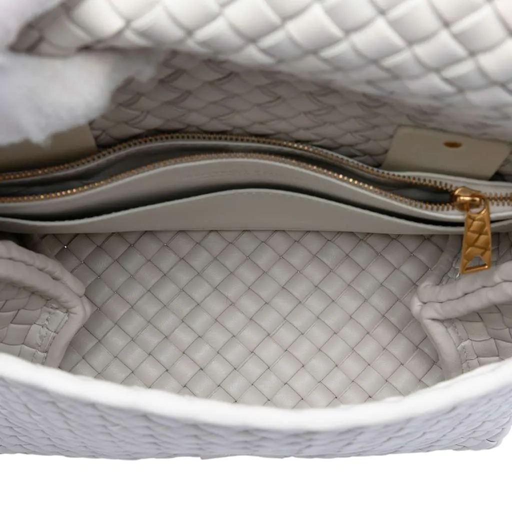 Bottega Veneta Nappa Intrecciato Patti Shoulder Bag White Leather Very good - Model View