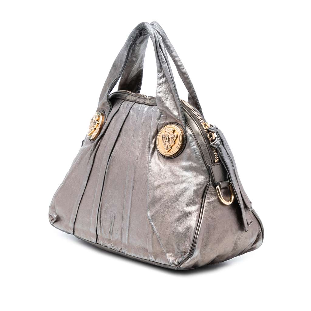 Gucci Large Metallic Leather Hysteria Satchel Gold Leather Good condition - Back View