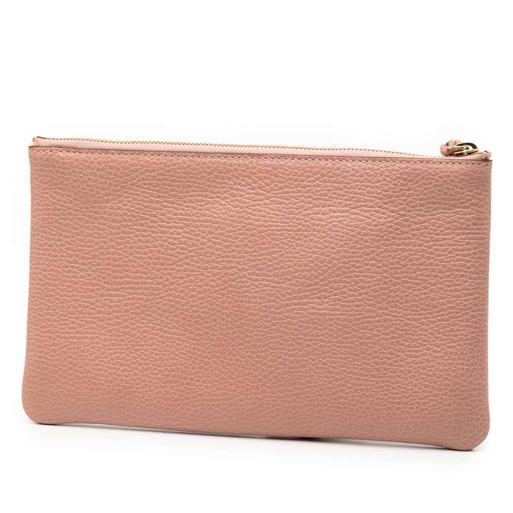 Gucci Calfskin Bamboo Clutch Pink Leather Good condition - Back View
