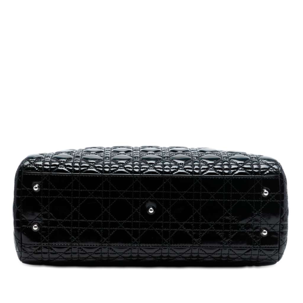 Dior Large Patent Cannage Lady Dior Soft Shopping Tote Black Leather Good condition - Inside View