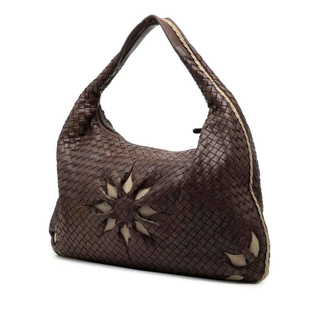 Bottega Veneta Large Nappa Intrecciato Floral Cutout Veneta Hobo Brown Leather Good condition - Back View