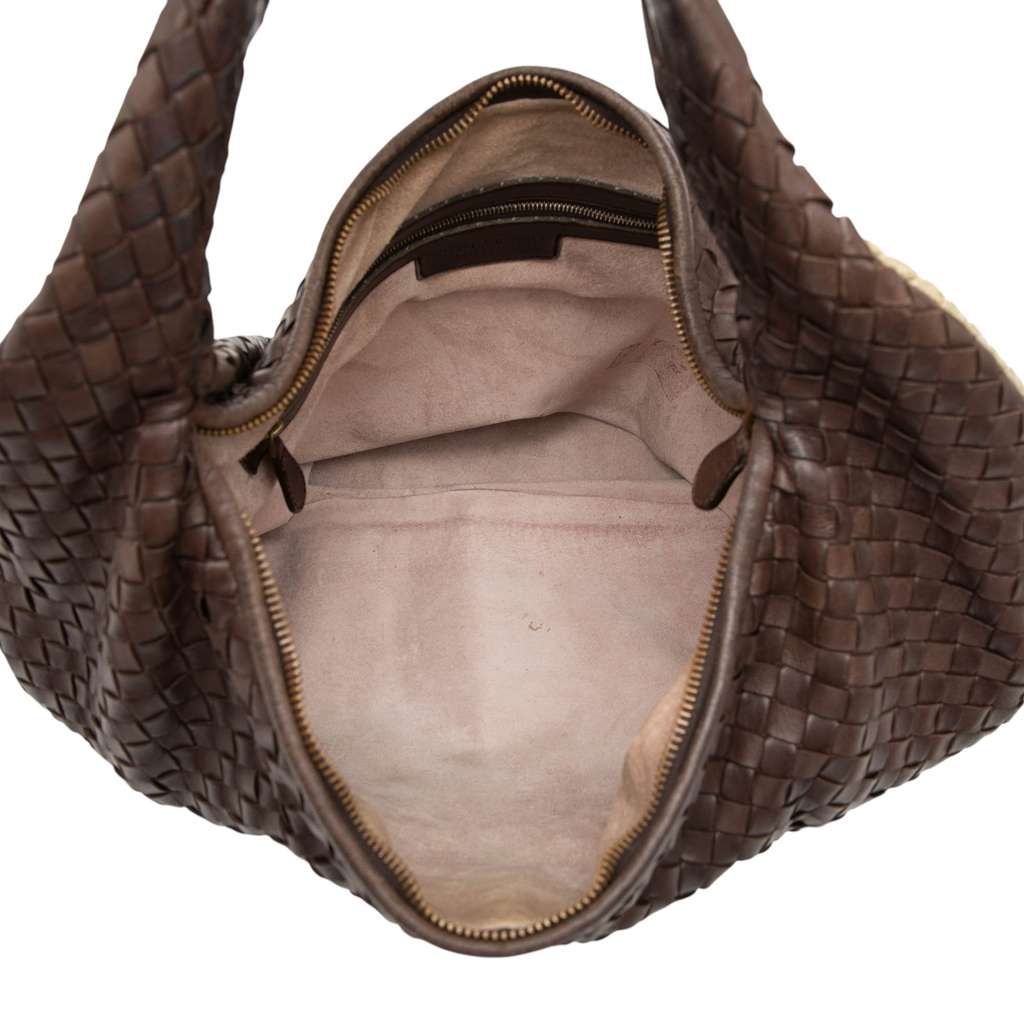 Bottega Veneta Large Nappa Intrecciato Floral Cutout Veneta Hobo Brown Leather Good condition - Model View