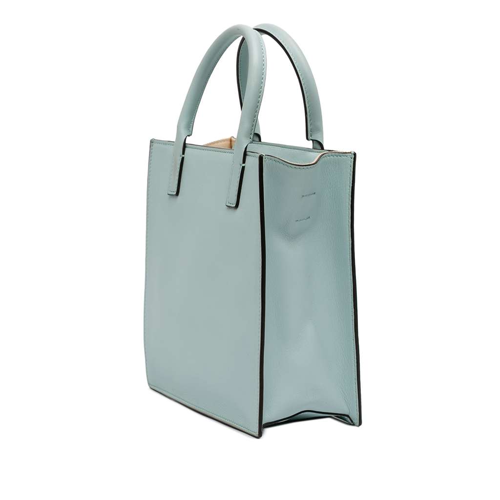 Valentino Small Leather VLogo Walk Tote Blue Leather Good condition - Back View