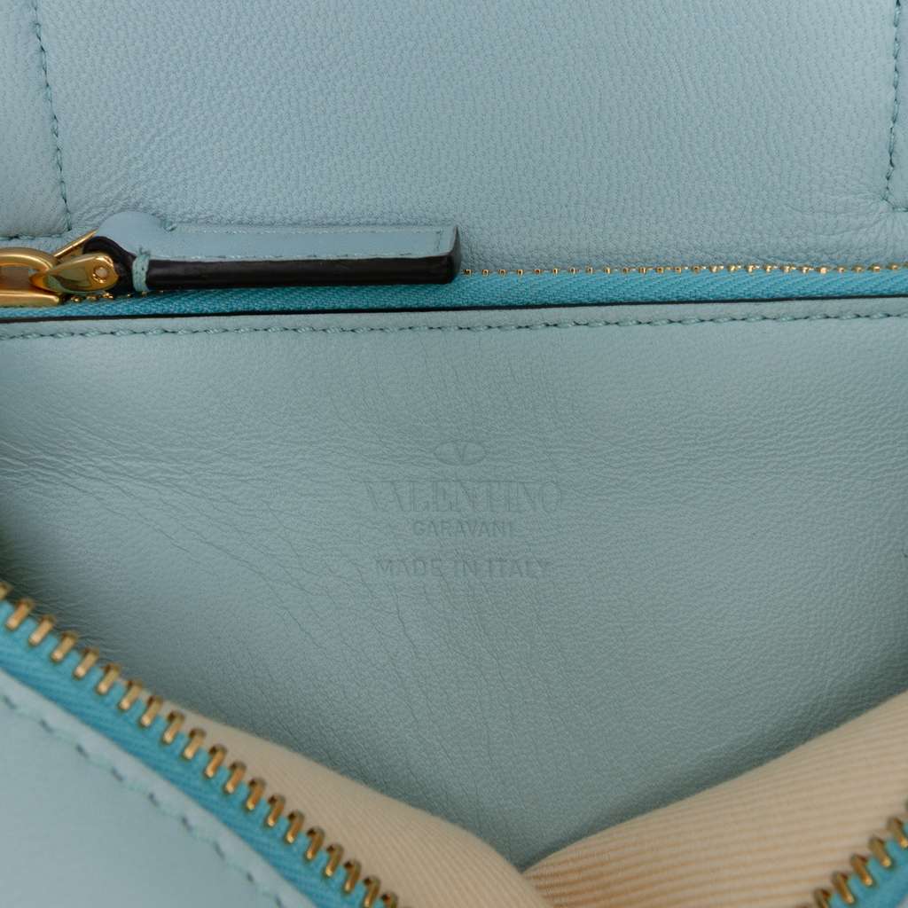 Valentino Small Leather VLogo Walk Tote Blue Leather Good condition - Box View