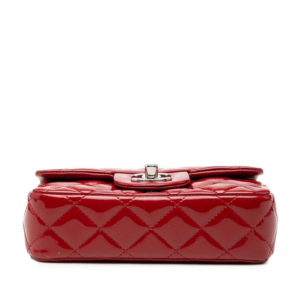 Chanel Extra Mini Rectangular Classic Patent Single Flap Red Leather Good condition - Inside View