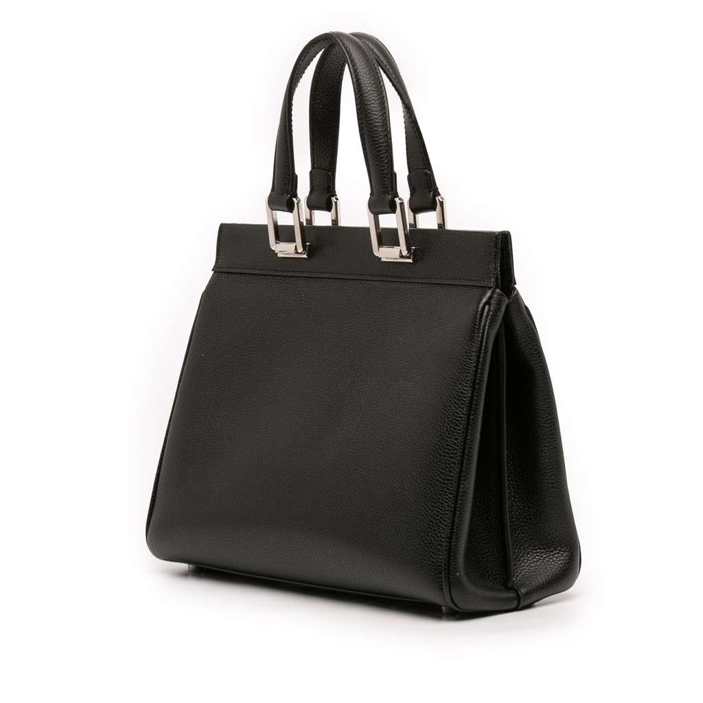 Gucci Small Grained Calfskin Zumi Top Handle Bag Black Leather Good condition - Back View