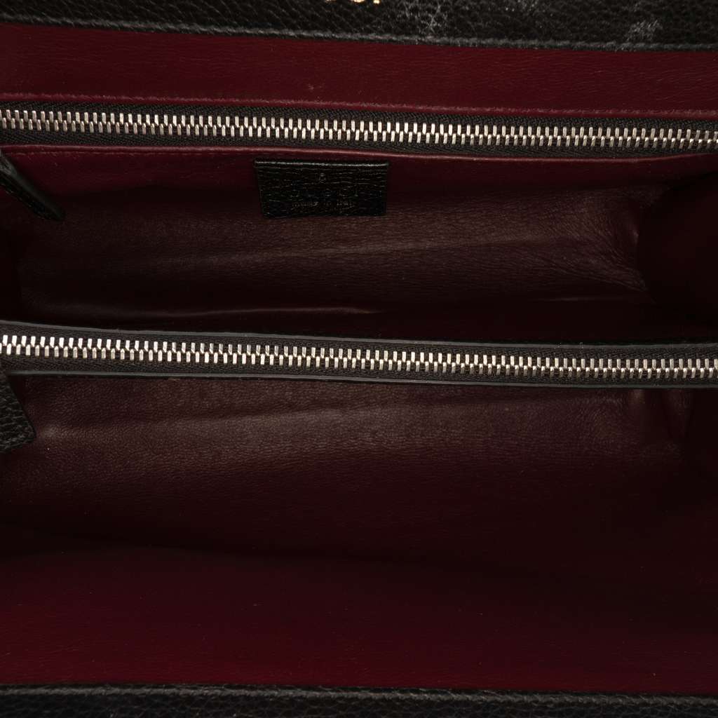 Gucci Small Grained Calfskin Zumi Top Handle Bag Black Leather Good condition - Model View