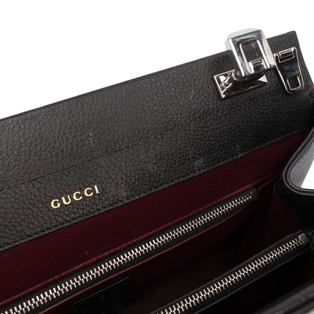 Gucci Small Grained Calfskin Zumi Top Handle Bag Black Leather Good condition - Box View