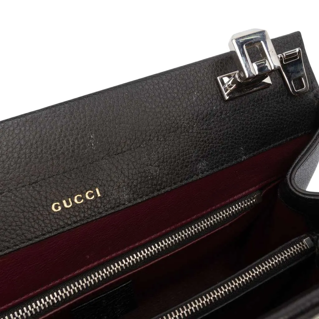 Gucci Small Grained Calfskin Zumi Top Handle Bag Black Leather Very good - Box View