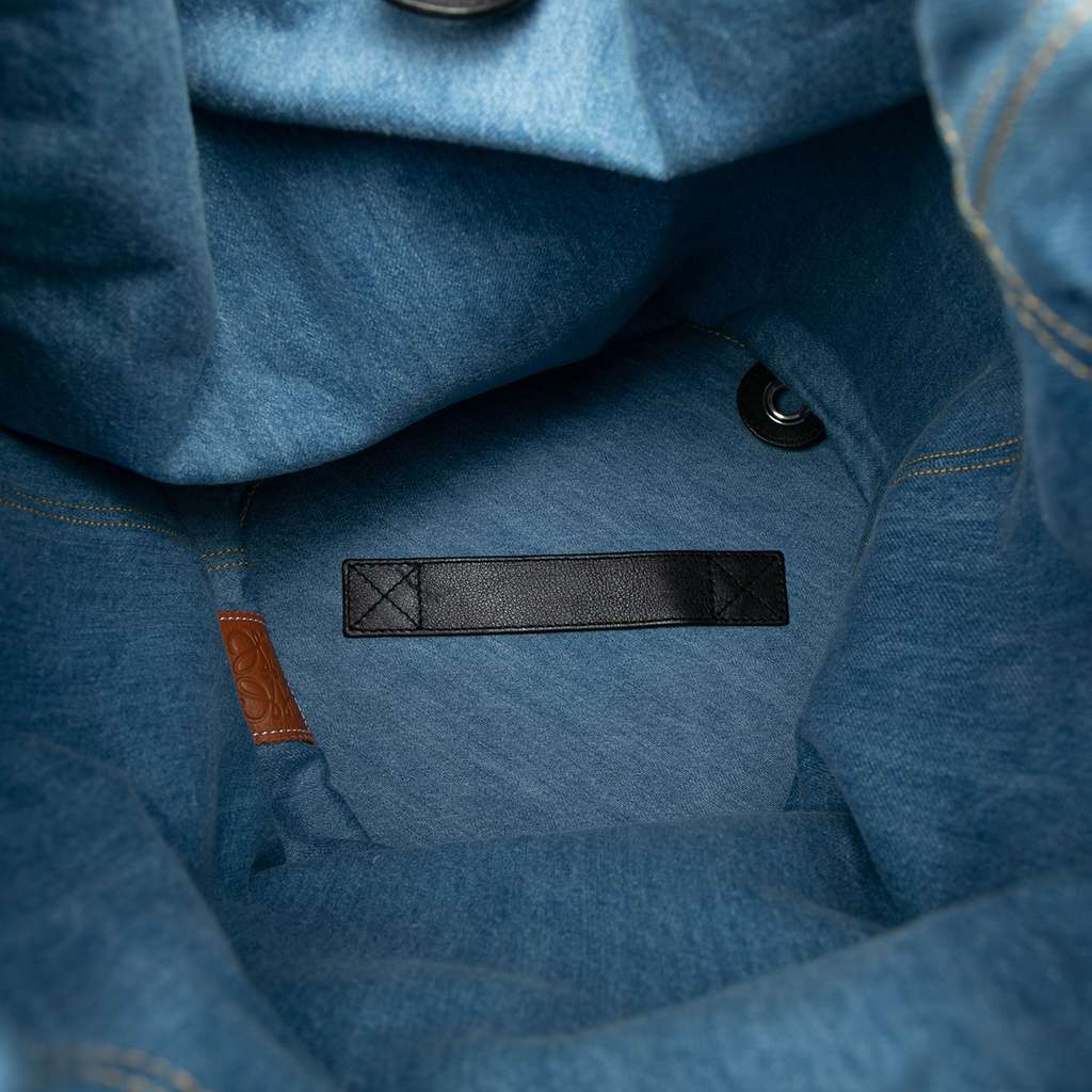 Loewe Cotton Suede And Denim Drawstring Reversible Backpack Brown Cotton Good condition - Model View