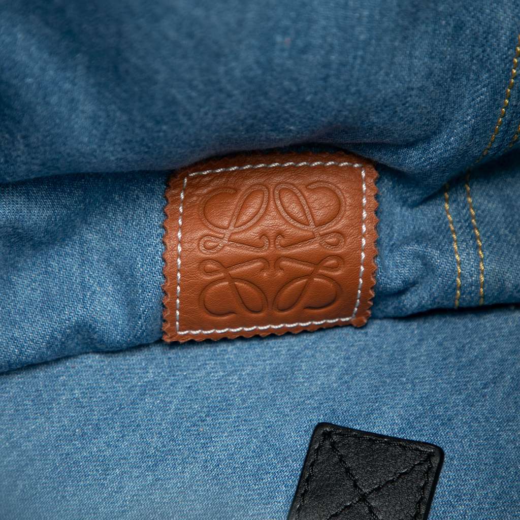 Loewe Cotton Suede And Denim Drawstring Reversible Backpack Brown Cotton Good condition - Box View