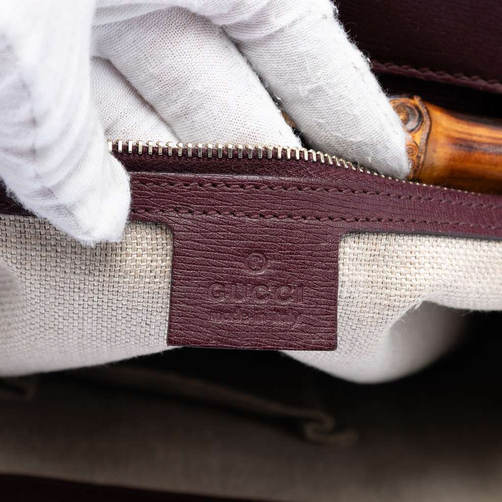 Gucci Large Leather Bamboo Bullet Tote Red Leather Good condition - Box View