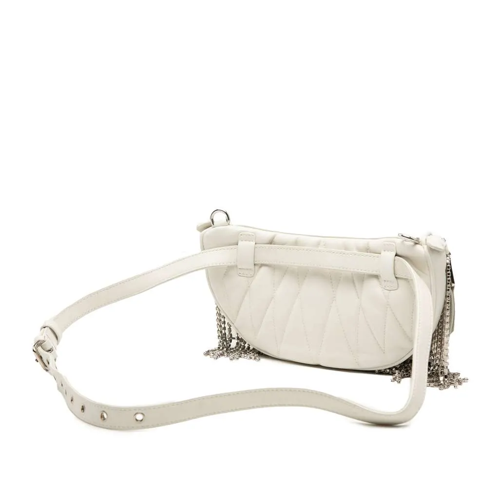 Miu Miu Nappa Crystal Fringe Convertible Belt Bag White Leather Good - Back View