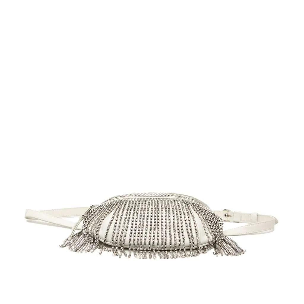 Miu Miu Nappa Crystal Fringe Convertible Belt Bag White Leather Good - Inside View