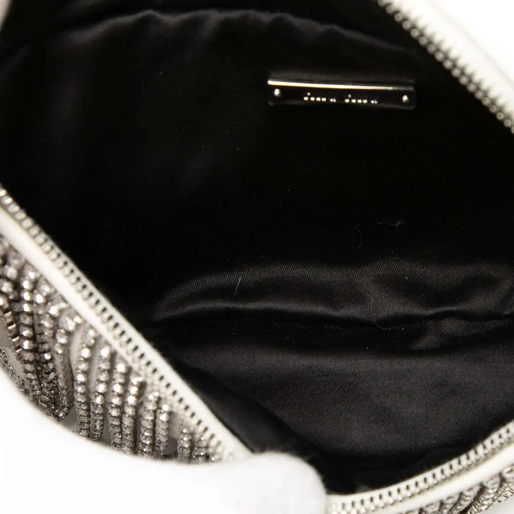 Miu Miu Nappa Crystal Fringe Convertible Belt Bag White Leather Good - Model View