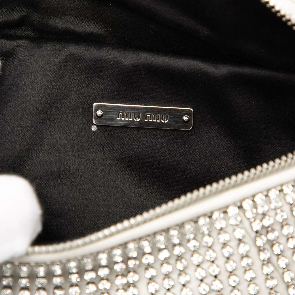 Miu Miu Nappa Crystal Fringe Convertible Belt Bag White Leather Good condition - Box View