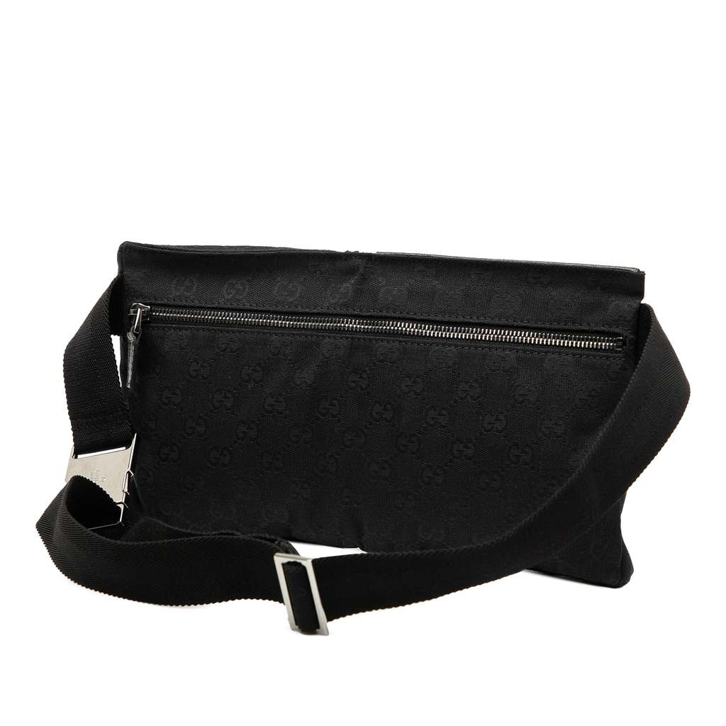 Gucci GG Canvas Double Pocket Belt Bag Black Canvas Good condition - Back View
