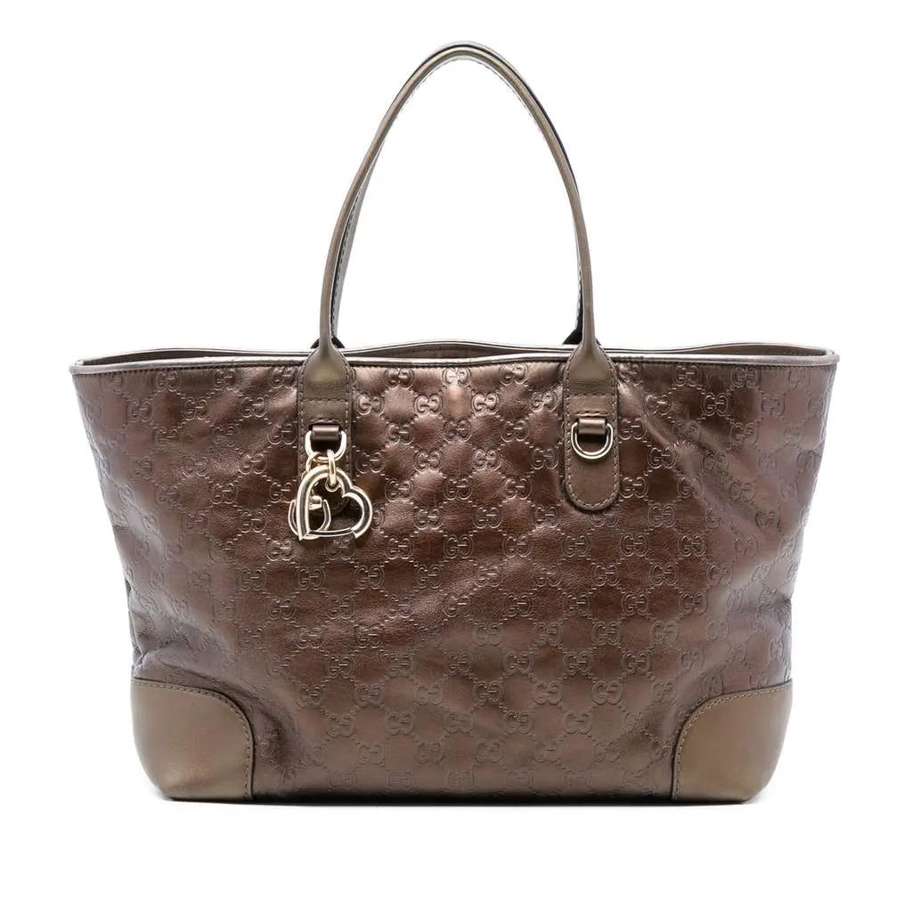 Gucci Metallic Guccissima Heart Bit Tote Brown Leather Very good - Front View
