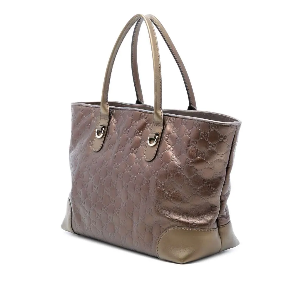 Gucci Metallic Guccissima Heart Bit Tote Brown Leather Very good - Back View