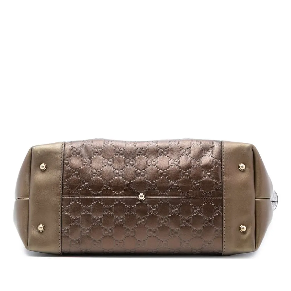 Gucci Metallic Guccissima Heart Bit Tote Brown Leather Very good - Inside View
