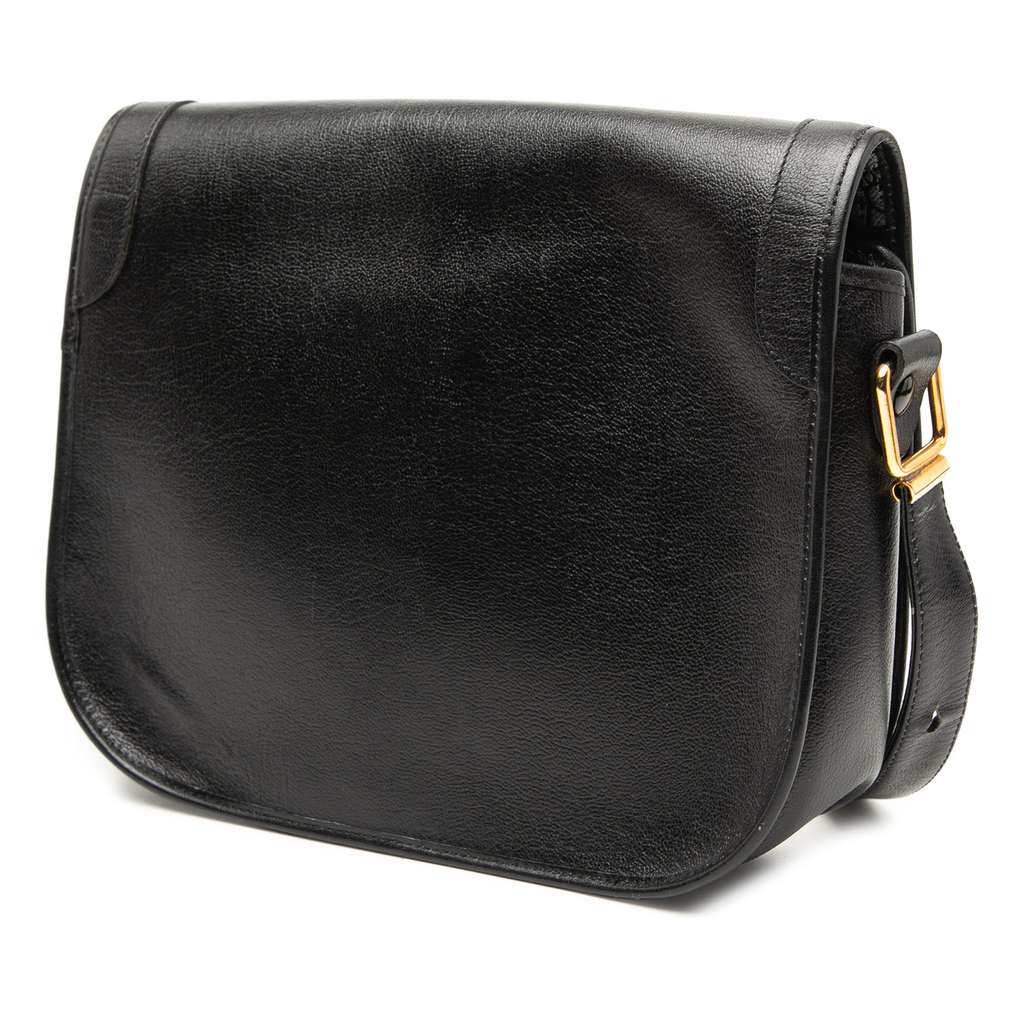 Dior Leather Flap Shoulder Bag Black Leather Good condition - Back View