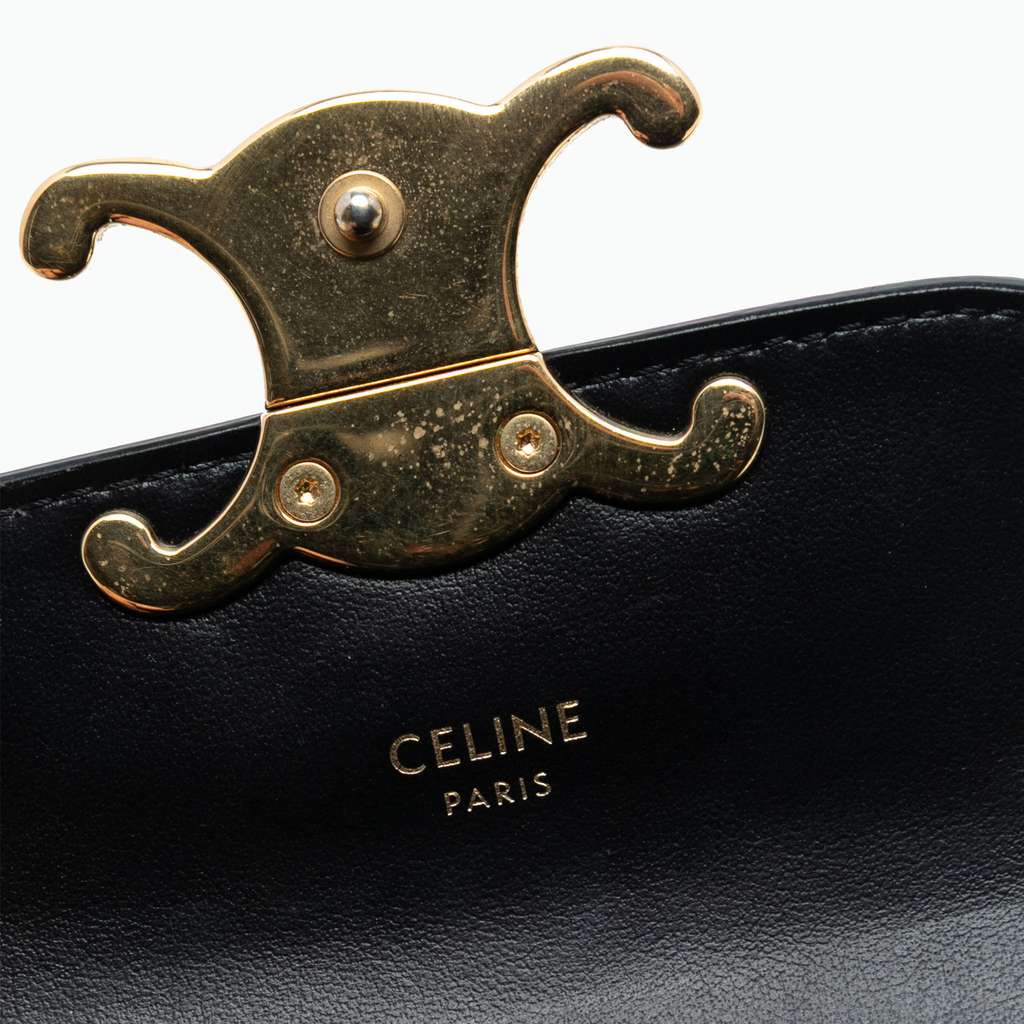 Celine Mini Shiny Calfskin Triomphe Crossbody Black Leather Good condition - Box View