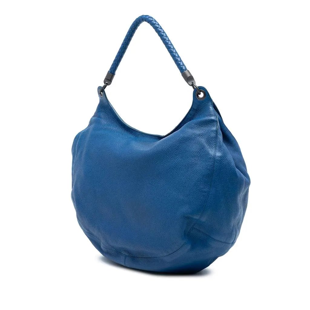 Bottega Veneta Large Washed Cervo Intrecciato Hobo Blue Leather Very good - Back View