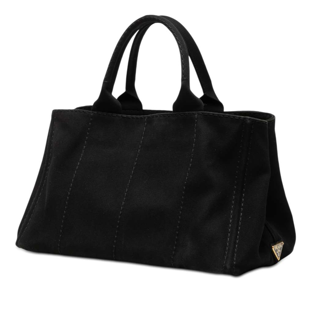 Prada Canvas Canapa Logo Satchel Black Canvas Good condition - Back View