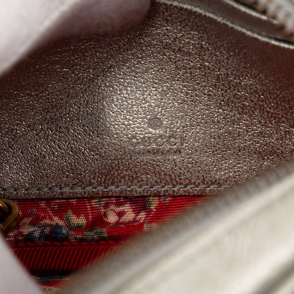 Gucci Mini Quilted Leather Web Trapuntata Crossbody Silver Leather Good condition - Box View