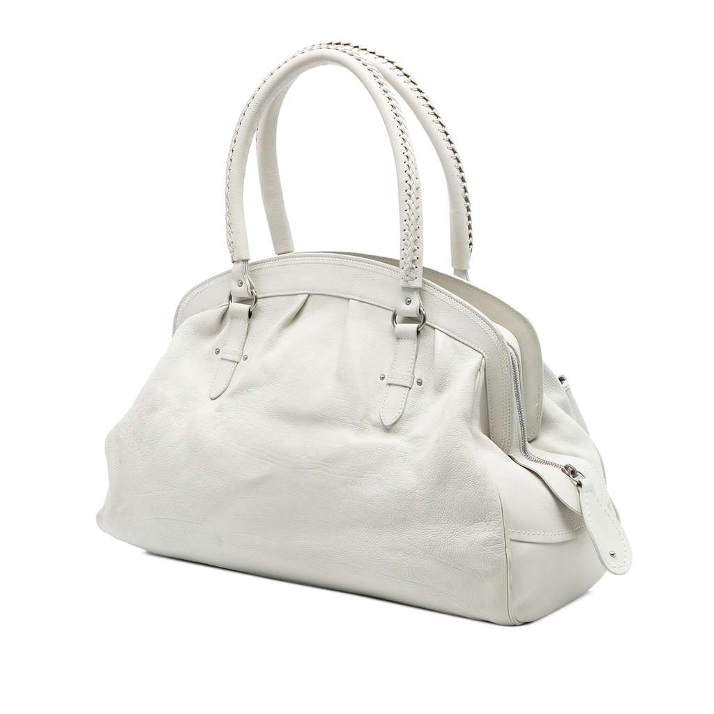 Dior Large Calfskin My Dior Frame Handbag White Leather Good condition - Back View
