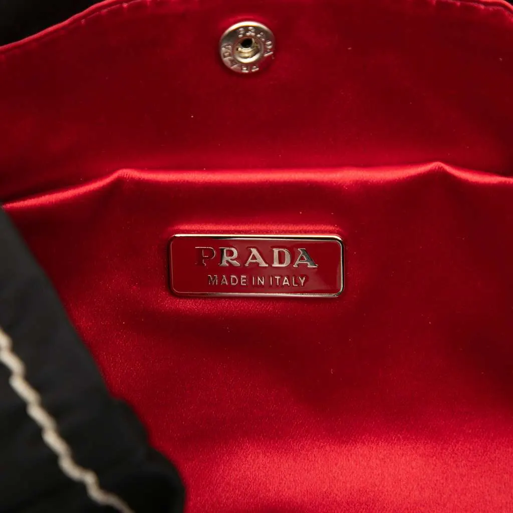Prada Tessuto Kimono Obi Handbag Black Very good - Box View