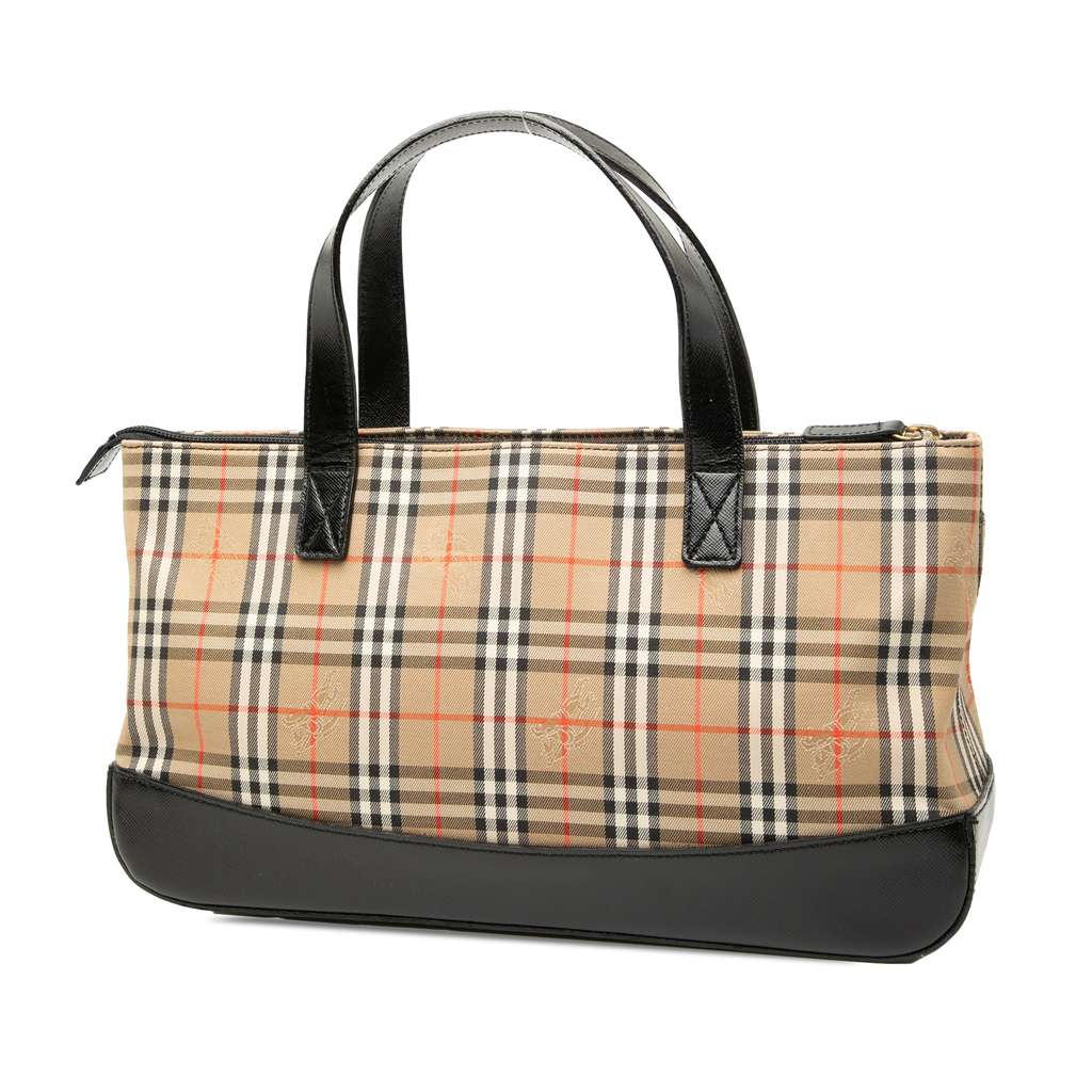 Burberry Haymarket Check Canvas Handbag Brown Canvas Good condition - Back View