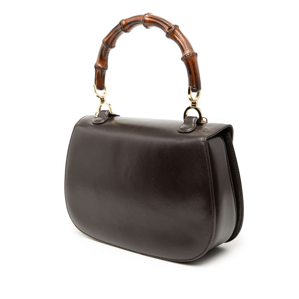 Gucci Calfskin Bamboo Night Brown Leather Good condition - Back View