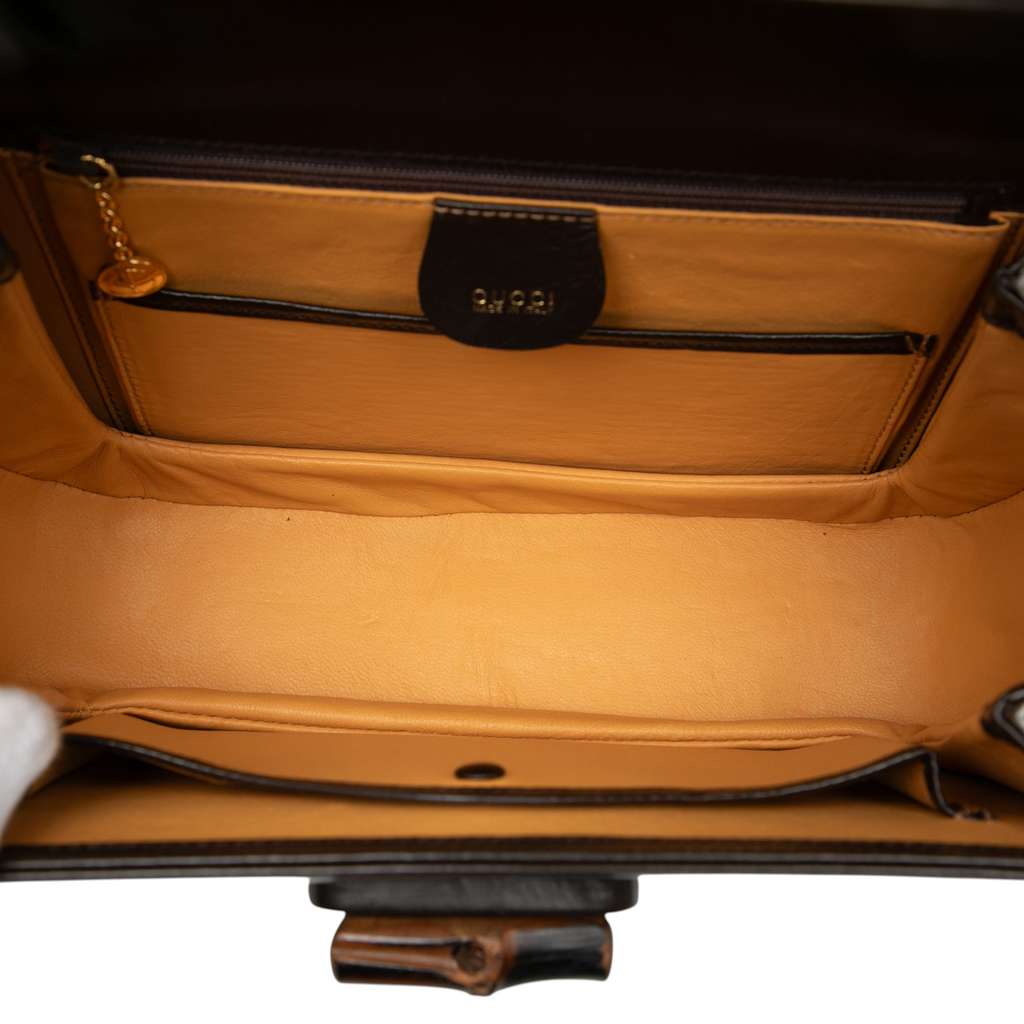 Gucci Calfskin Bamboo Night Brown Leather Good condition - Model View