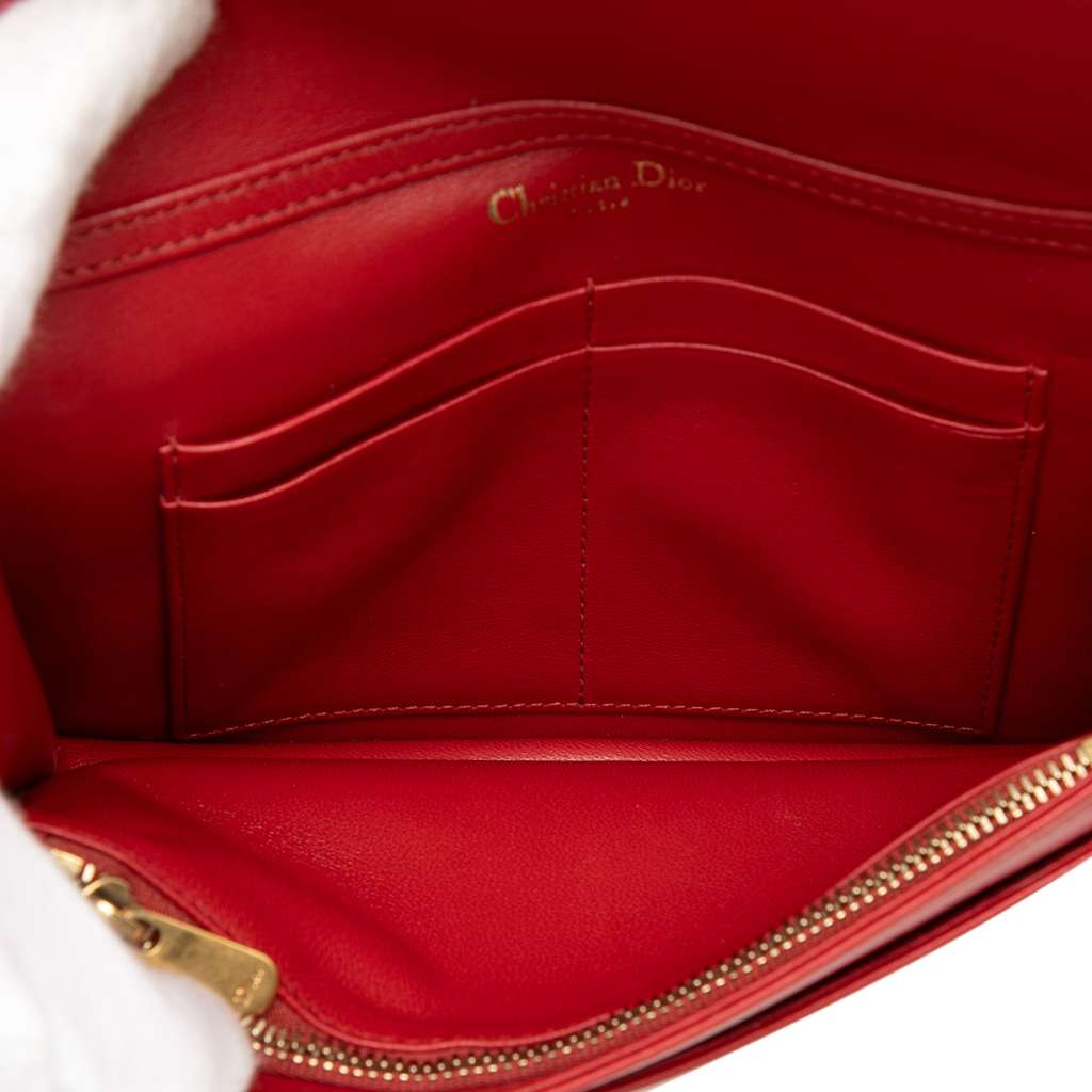 Dior Studded Lambskin Diorama Wallet on Chain Red Leather Good condition - Model View