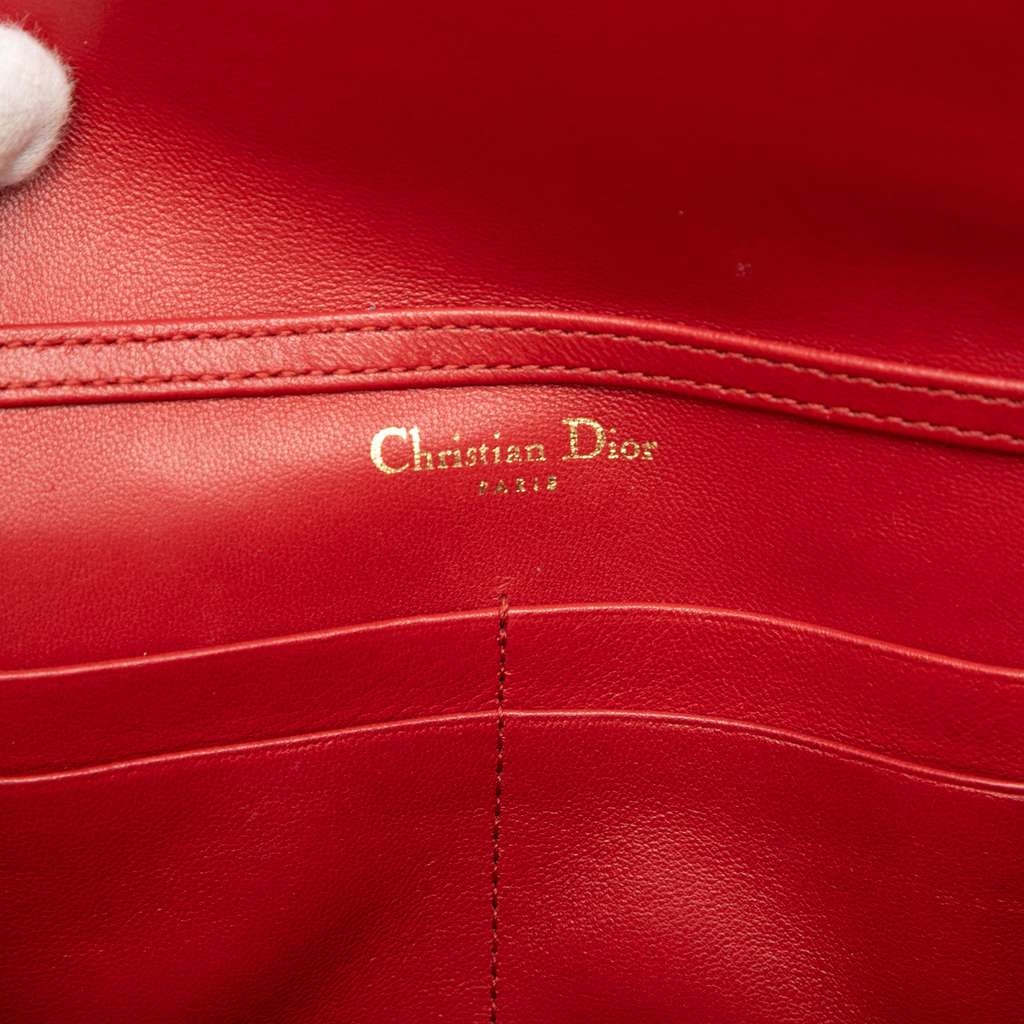 Dior Studded Lambskin Diorama Wallet on Chain Red Leather Good condition - Box View