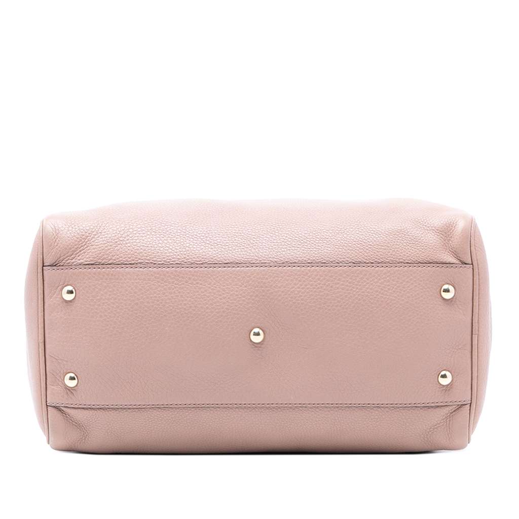 Gucci Medium Calfskin Bamboo Shopper Boston Bag Pink Leather Good condition - Inside View