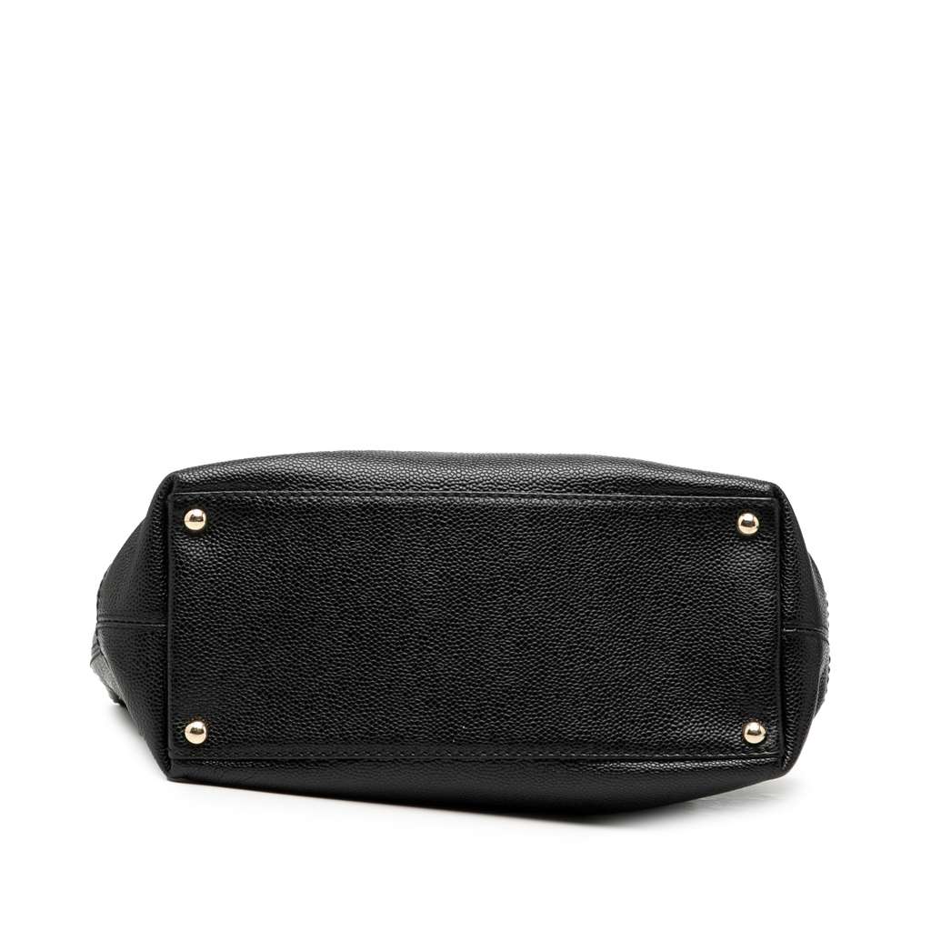 Chanel CC Caviar Drawstring Tote Black Leather Good condition - Inside View