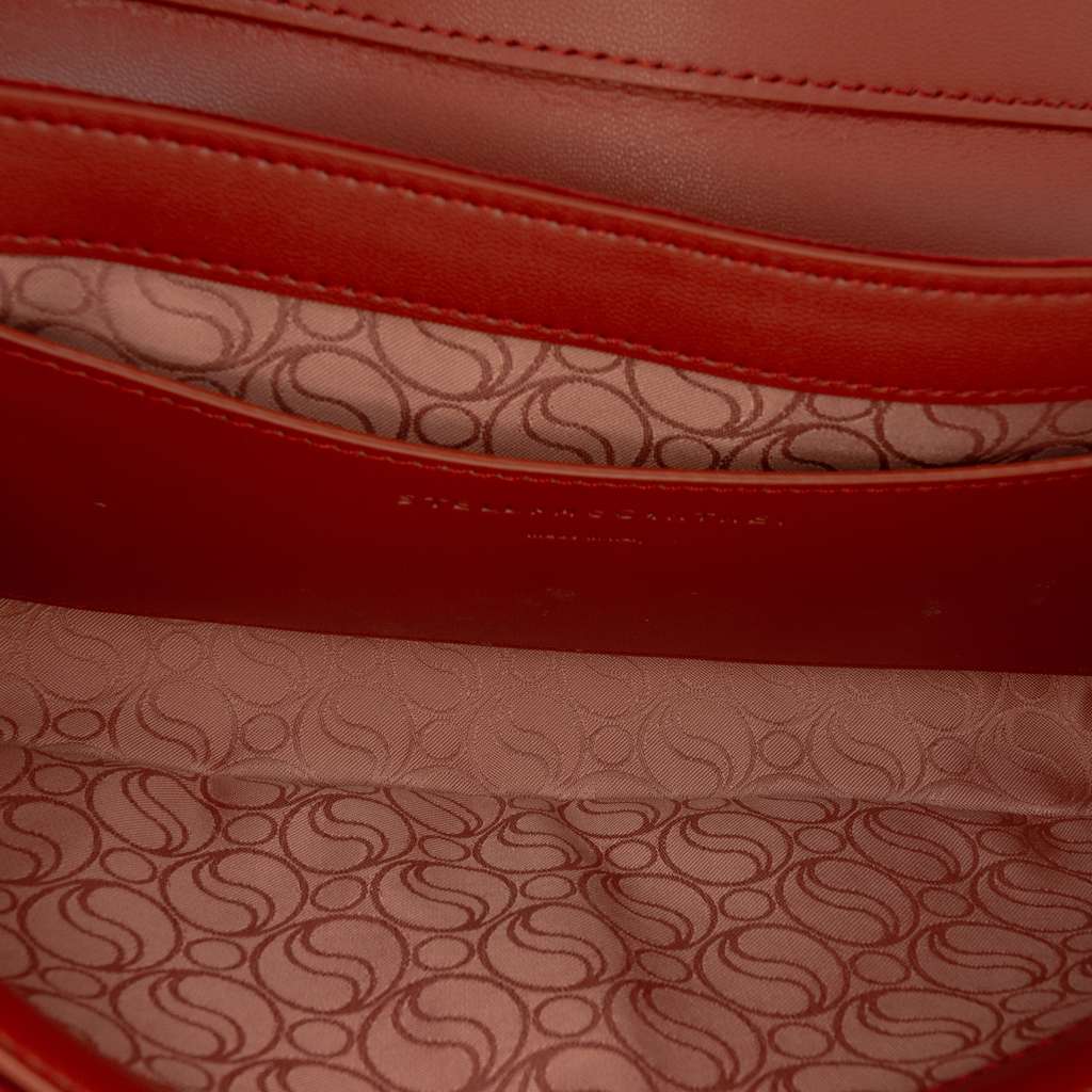 Stella Mccartney Faux Velvet S Wave Padded Shoulder Bag Red Cotton Good condition - Model View