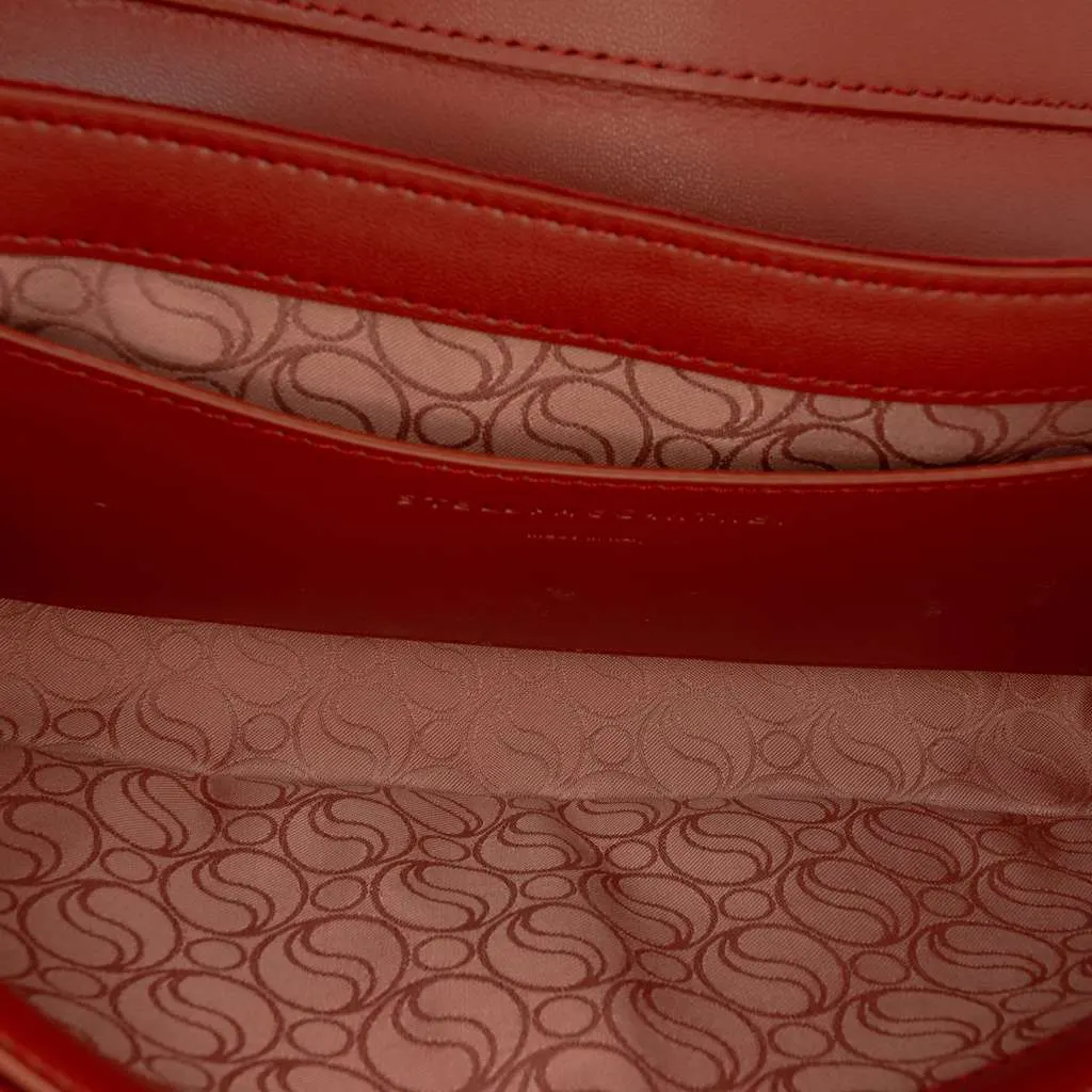 Stella McCartney Faux Velvet S Wave Padded Shoulder Bag Red Cotton Good - Model View