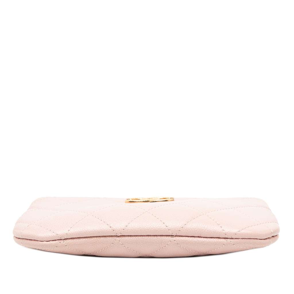 Chanel Mini Quilted Caviar O Case Pouch Pink Leather Good condition - Inside View