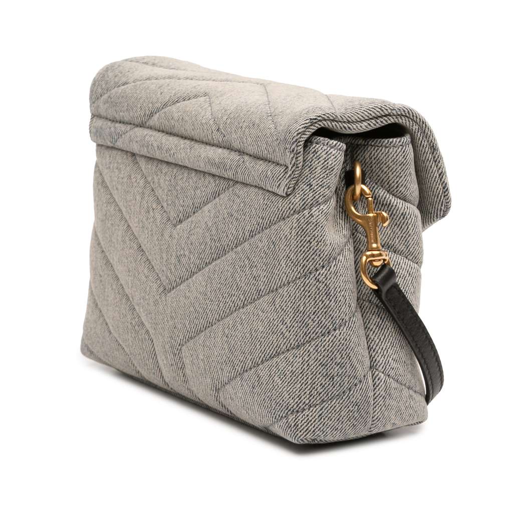 Saint Laurent Toy Matelasse Denim Monogram LouLou Crossbody Blue Denim Good condition - Back View