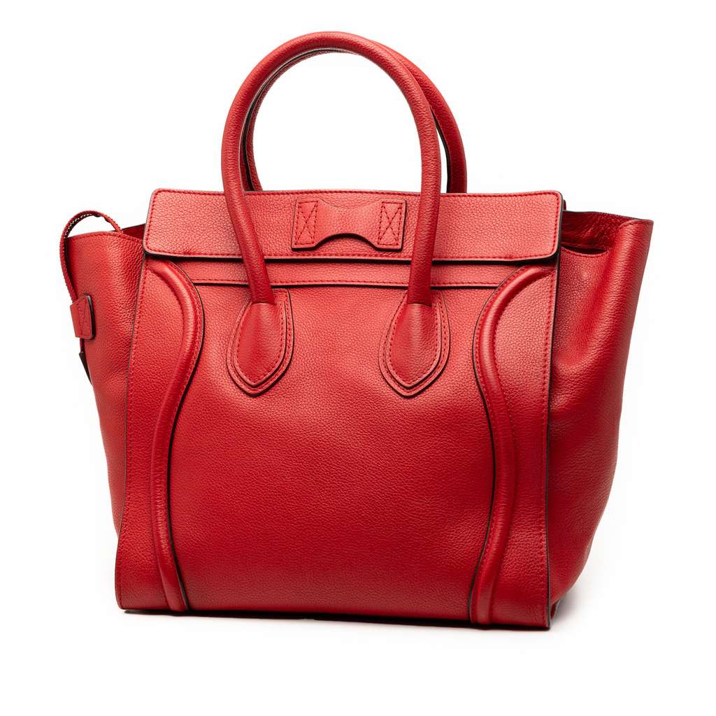 Celine Mini Leather Luggage Tote Red Leather Good condition - Back View