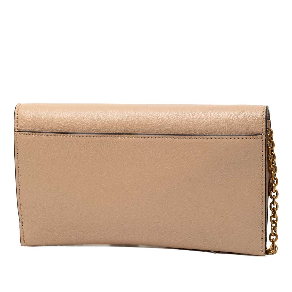 Dior Calfskin Saddle Wallet on Chain Brown Leather Good condition - Back View