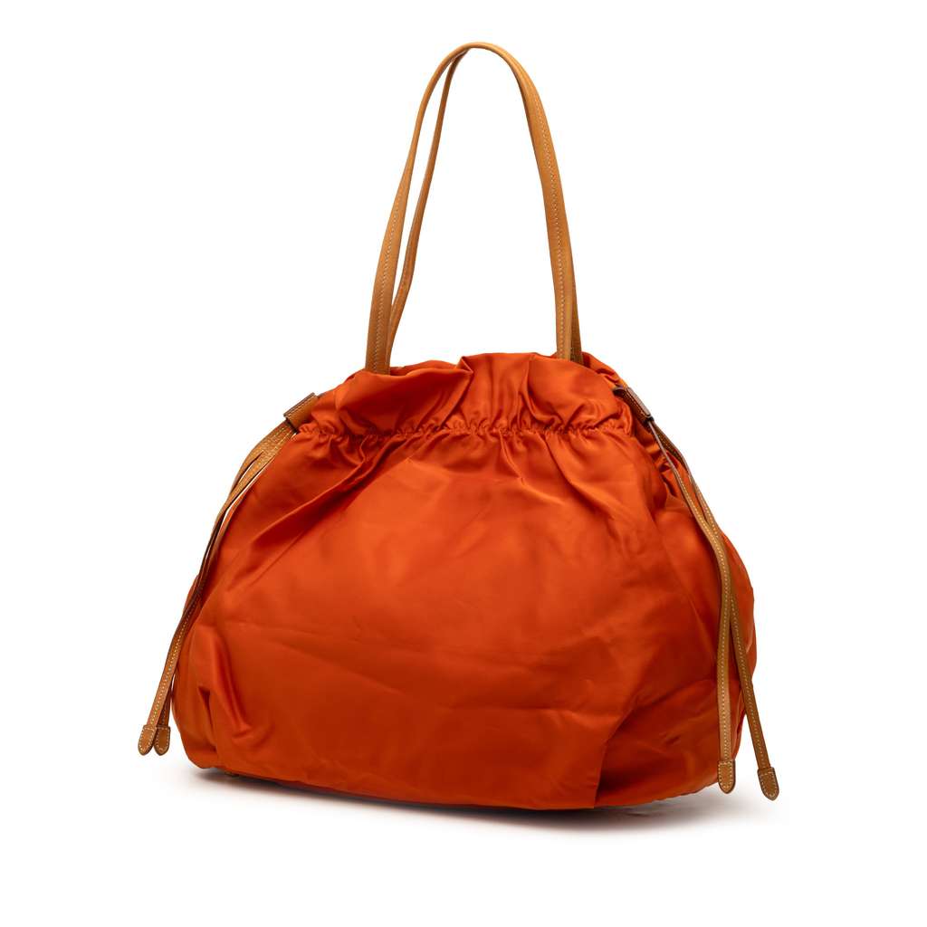 Prada Tessuto Logo Drawstring Tote Orange Good condition - Back View