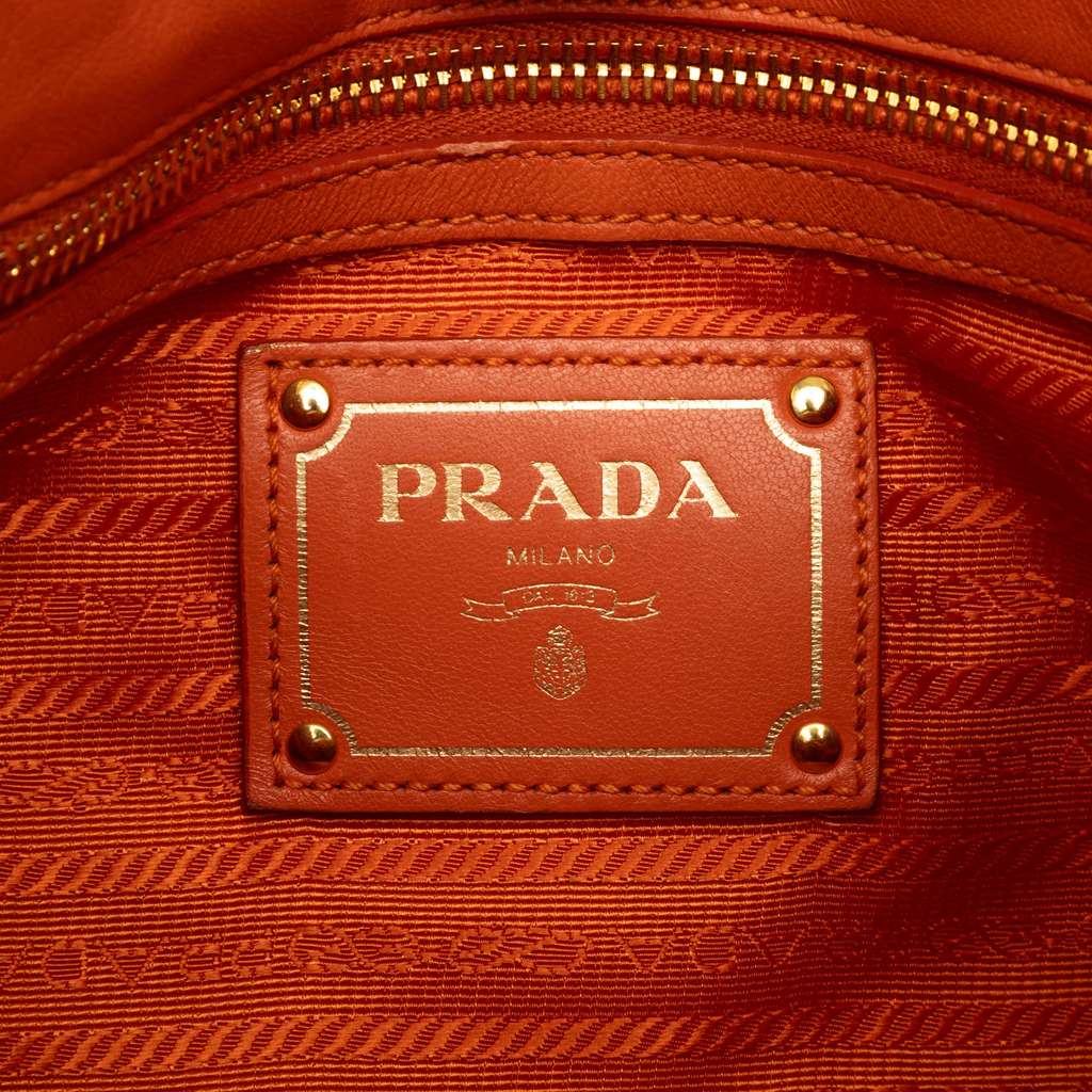 Prada Tessuto Logo Drawstring Tote Orange Good condition - Box View