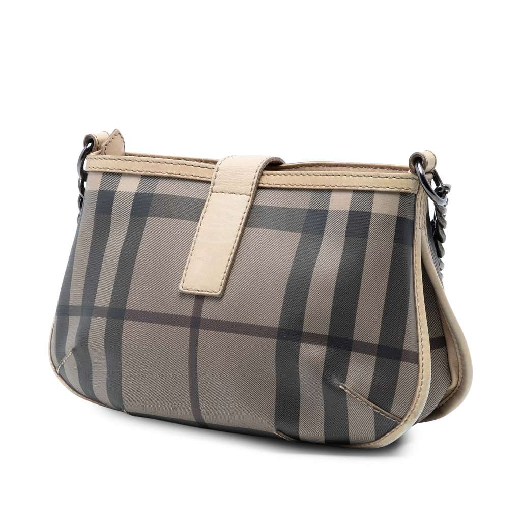 Burberry Smoked Check Coated Canvas Crossbody Brown Canvas Good condition - Back View