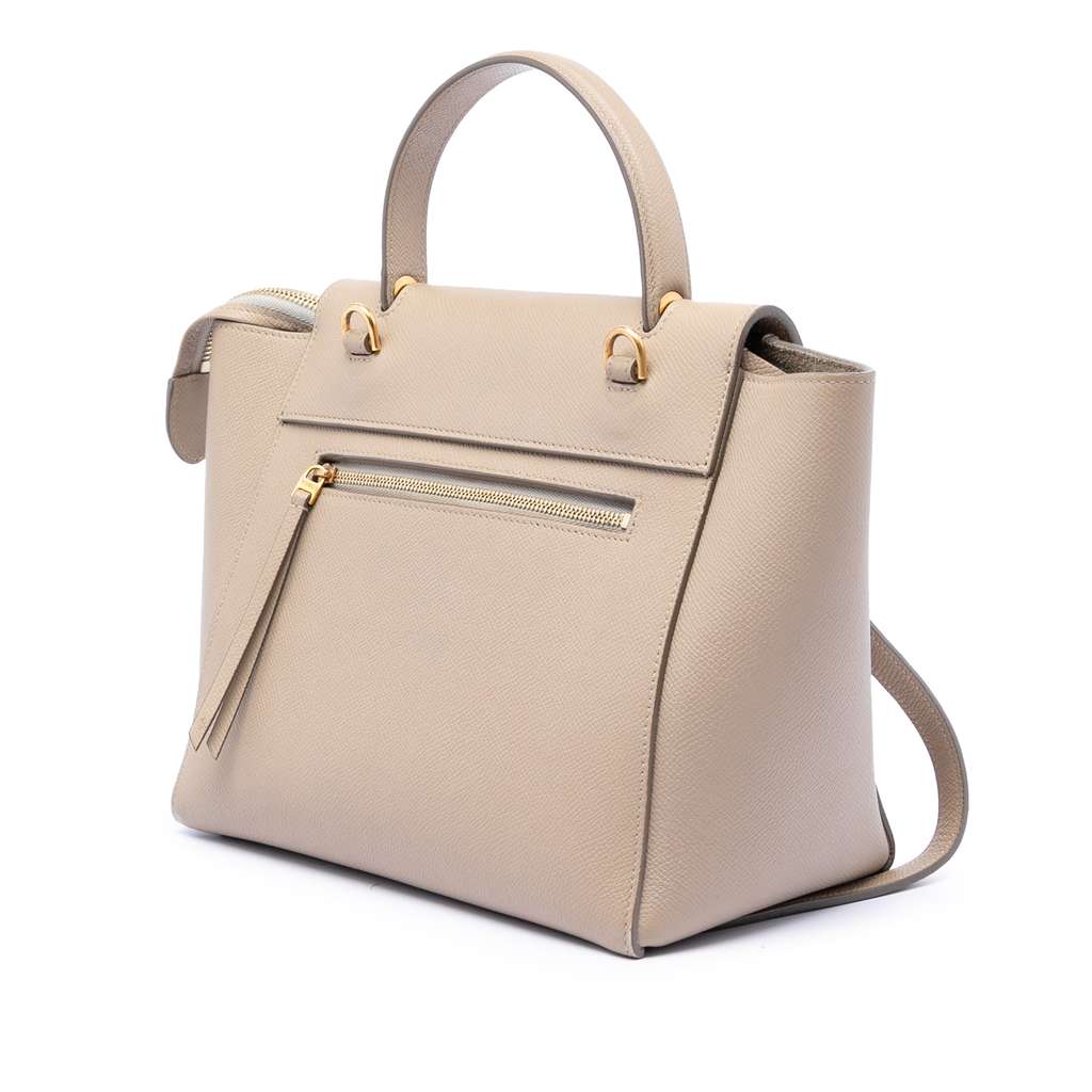 Celine Micro Grained Calfskin Belt Bag Brown Leather Good condition - Back View