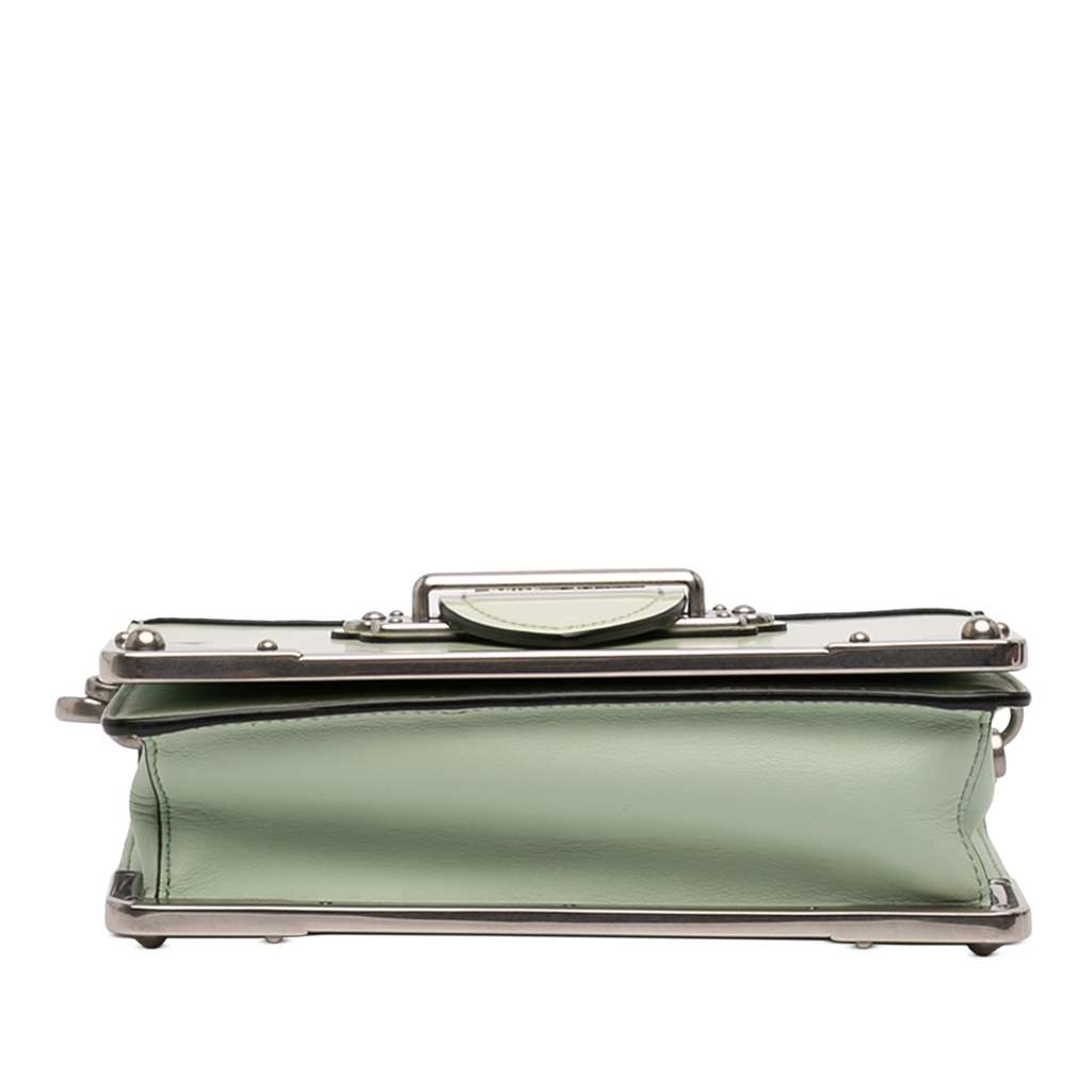 Prada Spazzolato Soft Calfskin Cahier Crossbody Green Leather Good condition - Inside View
