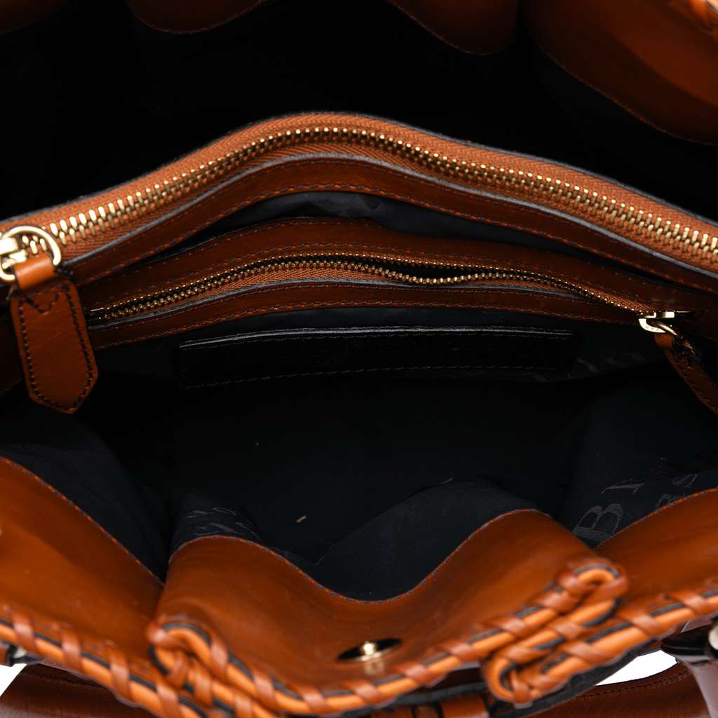 Burberry Suede and Calfskin Whipstitch Bridle Tote Brown Leather Good condition - Model View